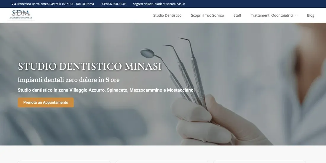 La homepage dello Studio Dentistico Minasi
